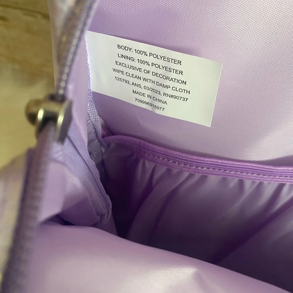 Love at 1st Sight Backpack Lunch Bag Combo Holographic Purple School Bag New
